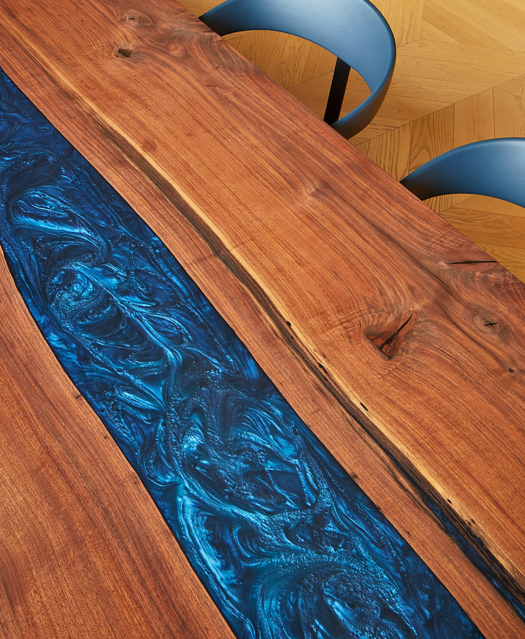 Detailing of custom table in conference room for tech client